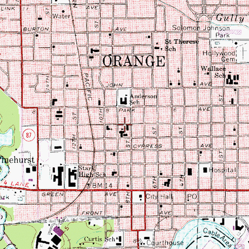 Topographic Map of Saint Marys Catholic Church, TX