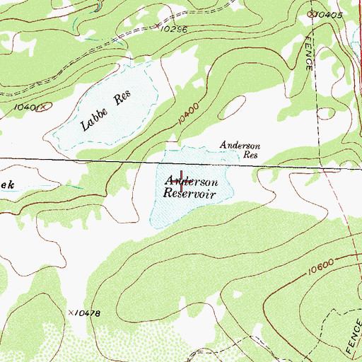 Topographic Map of Anderson Reservoir, CO