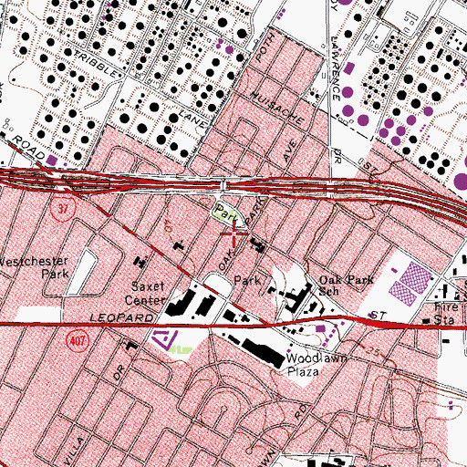 Topographic Map of Oak Park United Methodist Church, TX