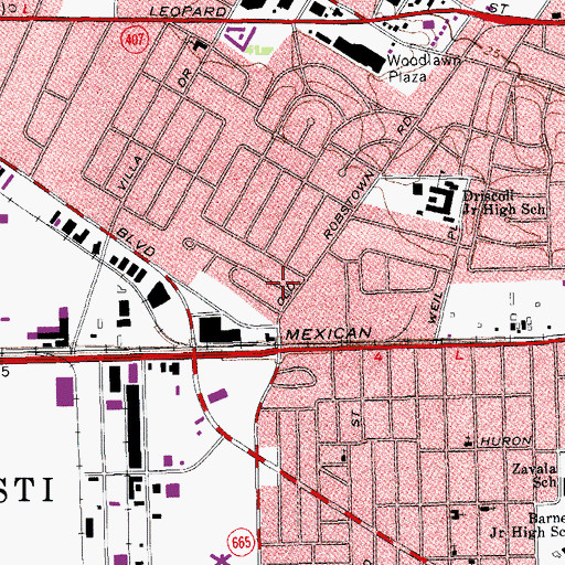 Topographic Map of Marantha Pentecostal Church, TX