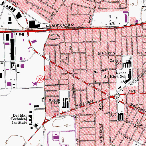 Topographic Map of Monte Sion Pentecostal Church, TX