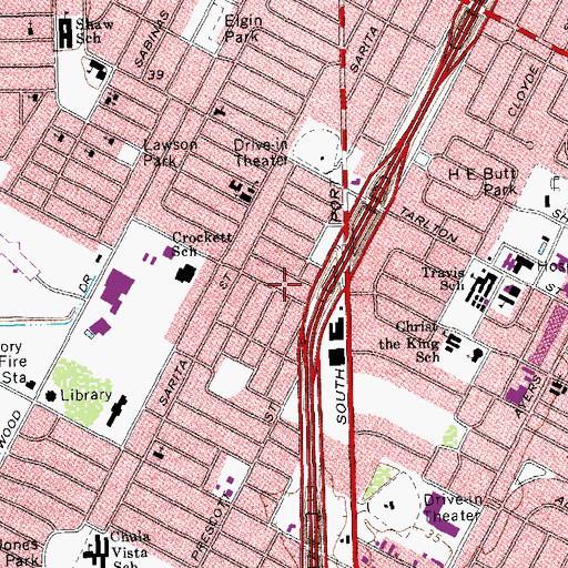 Topographic Map of El Divino Salvador Presbyterian Church, TX