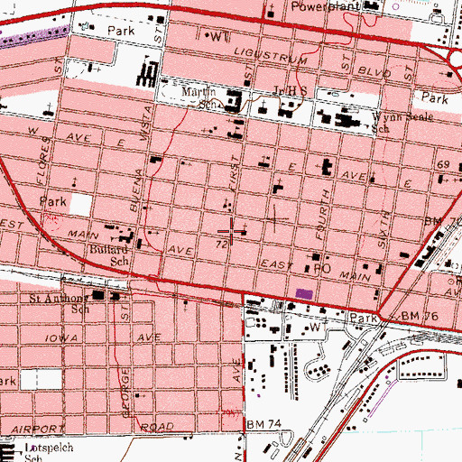 Topographic Map of First Presbyterian Manse Church, TX