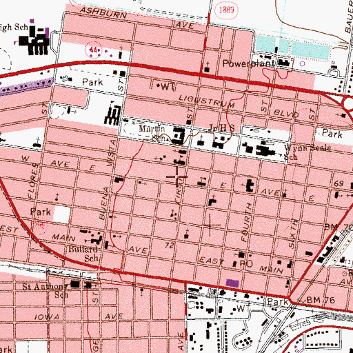 Topographic Map of Society of Our Lady Church, TX