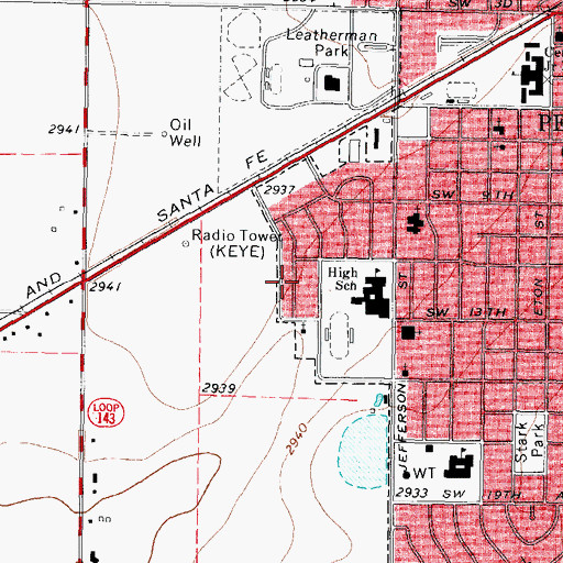 Topographic Map of First Baptist Church, TX