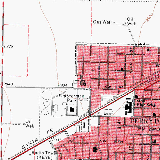 Topographic Map of Key Heights Baptist Church, TX