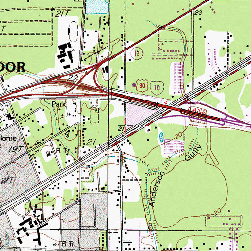 Topographic Map of Central Baptist Church, TX