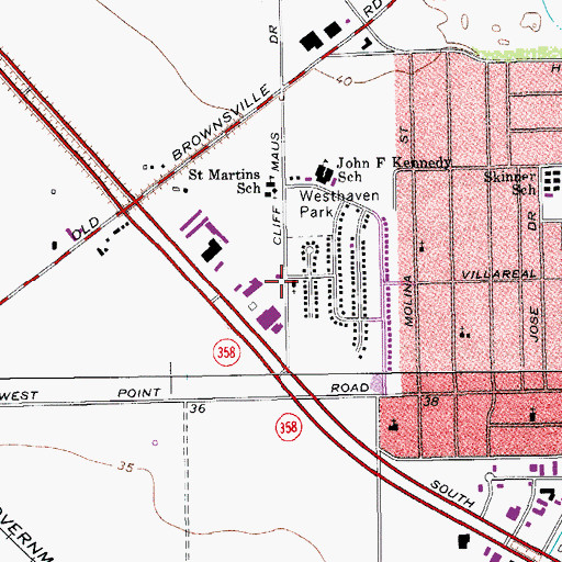 Topographic Map of Greater Shiloh Church of God in Christ, TX