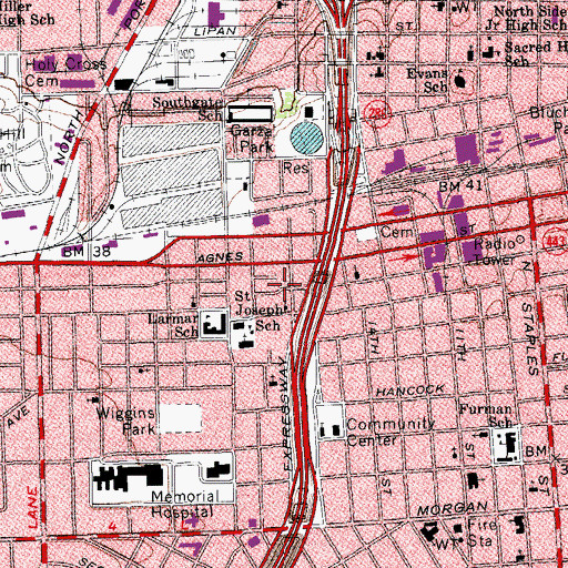 Topographic Map of James Chapel Church of God in Christ, TX