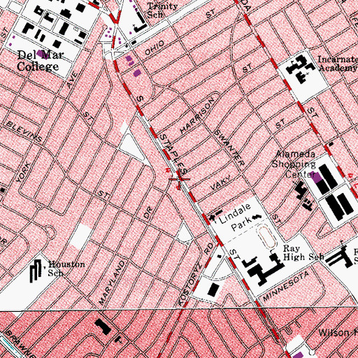 Topographic Map of All Saints Episcopal Church, TX