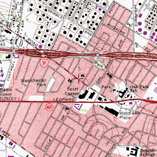 Topographic Map of Saint Thomas and Martin Episcopal Church, TX