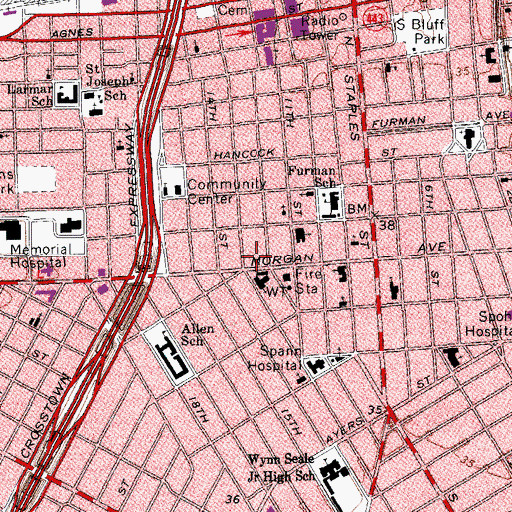 Topographic Map of Morgan Avenue Baptist Church, TX