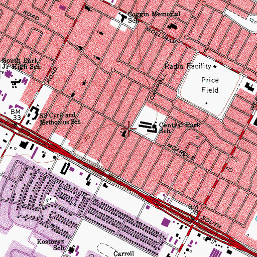 Topographic Map of South Crest Baptist Church, TX