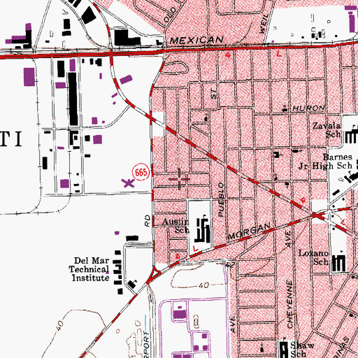 Topographic Map of Templo Baptist Church, TX