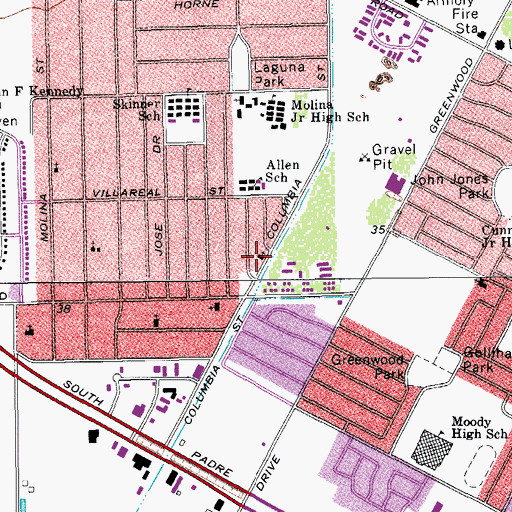 Topographic Map of True Faith Baptist Church, TX