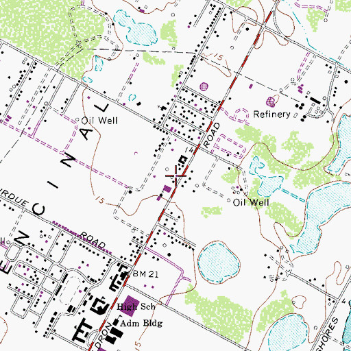 Topographic Map of Waldron Road Baptist Church, TX