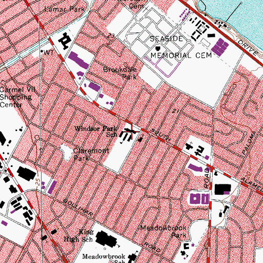 Topographic Map of Windsor Park Baptist Church, TX