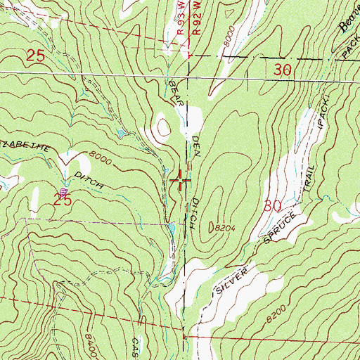 Topographic Map of Bear Den Ditch, CO
