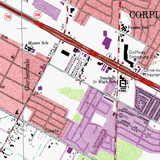 Topographic Map of Perpetual Help Catholic Church, TX