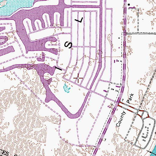 Topographic Map of Saint Andrew by the Sea Catholic Church, TX