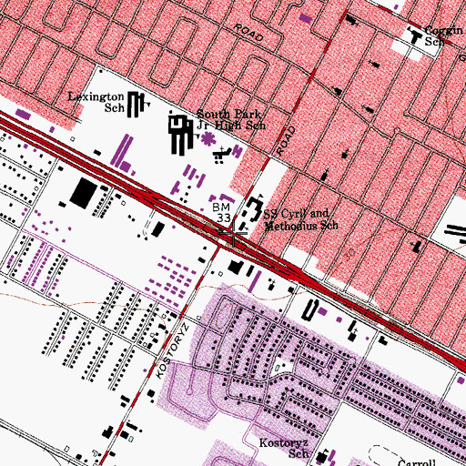 Topographic Map of Saint Cyril and Methodius Church, TX