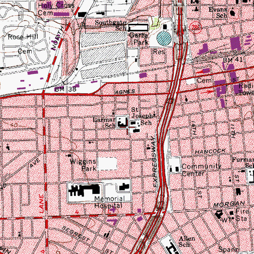 Topographic Map of Saint Josephs Catholic Church, TX