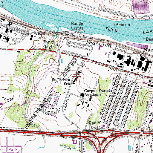 Topographic Map of Saint Theresa Church, TX