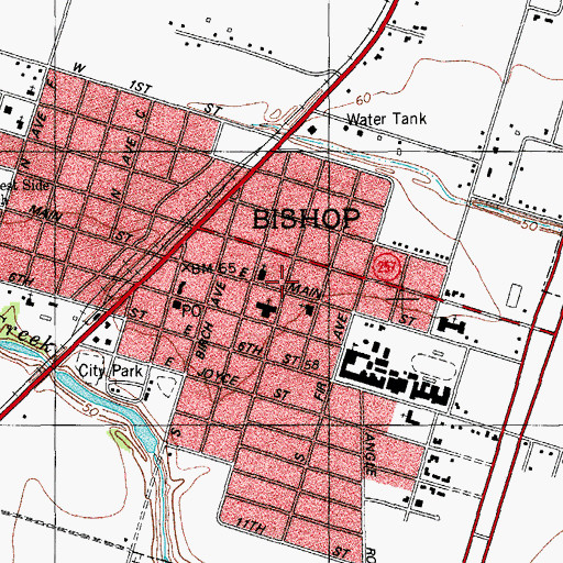 Topographic Map of Church of Christ, TX