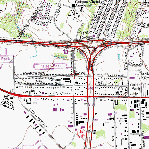 Topographic Map of Church of Christ, TX