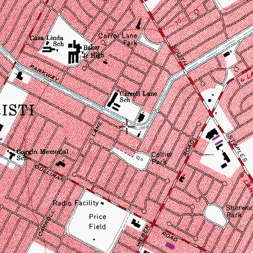 Topographic Map of Church of Christ - Parkway, TX