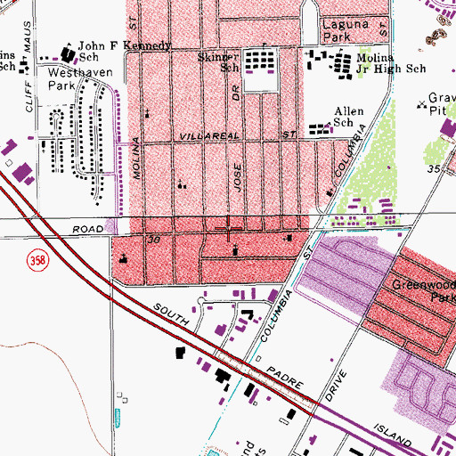 Topographic Map of First Church of God, TX