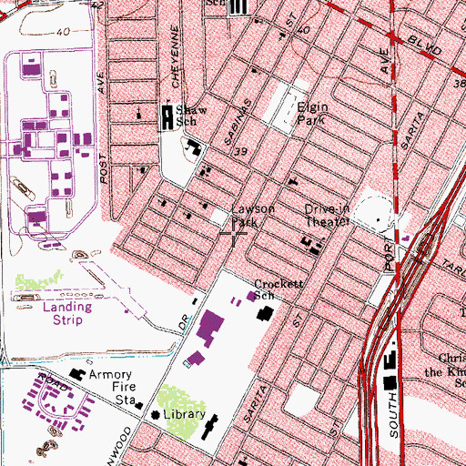 Topographic Map of Free Church of God and Christ in Jesus Name, TX