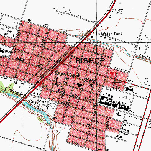 Topographic Map of First Baptist Church, TX