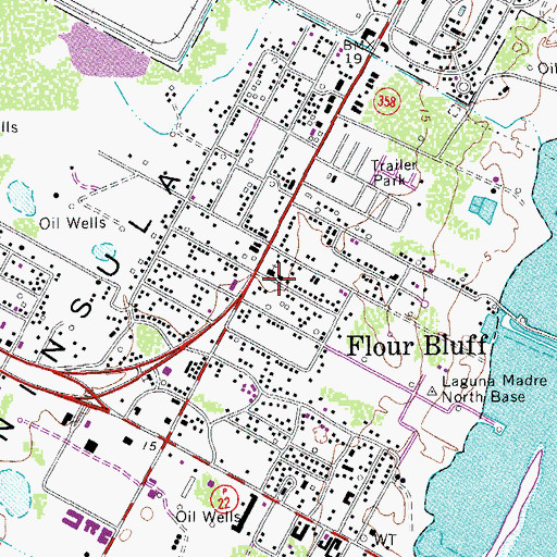 Topographic Map of First Baptist Church Flour Bluff, TX