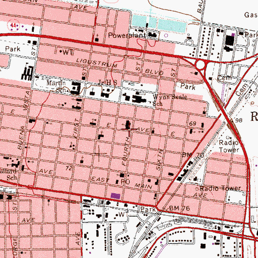 Topographic Map of First Baptist Church Robstown, TX