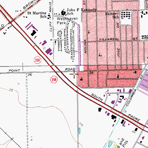 Topographic Map of Friendship Baptist Church, TX