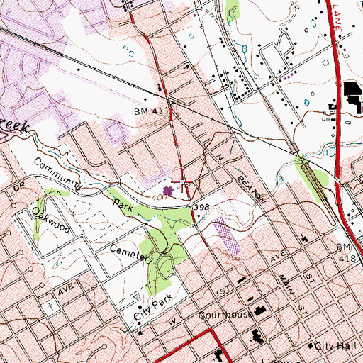 Topographic Map of Trinity Baptist Church, TX