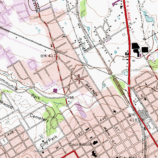 Topographic Map of Praise Temple Church of God and Christ, TX