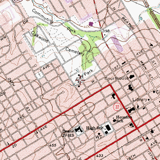 Topographic Map of Agudas Achim Synagogue, TX
