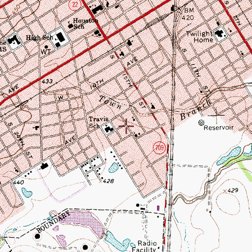 Topographic Map of Freedom Fellowship Church, TX