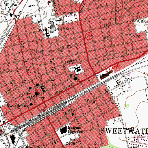 Topographic Map of Broadway Baptist Church of Christ, TX