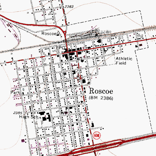 Topographic Map of First Baptist Church, TX