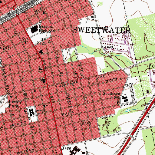 Topographic Map of Highland Baptist Church, TX