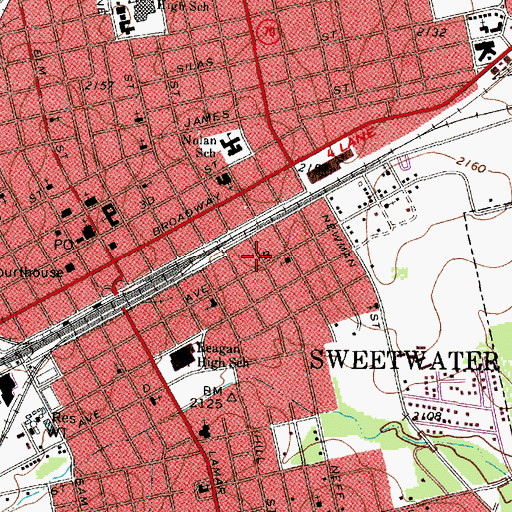 Topographic Map of Church of Christ, TX
