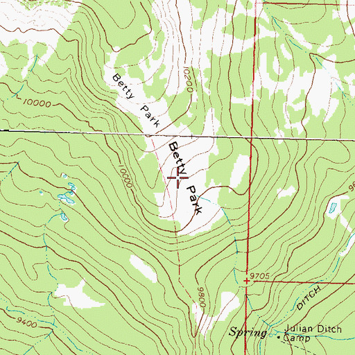 Topographic Map of Betty Park, CO