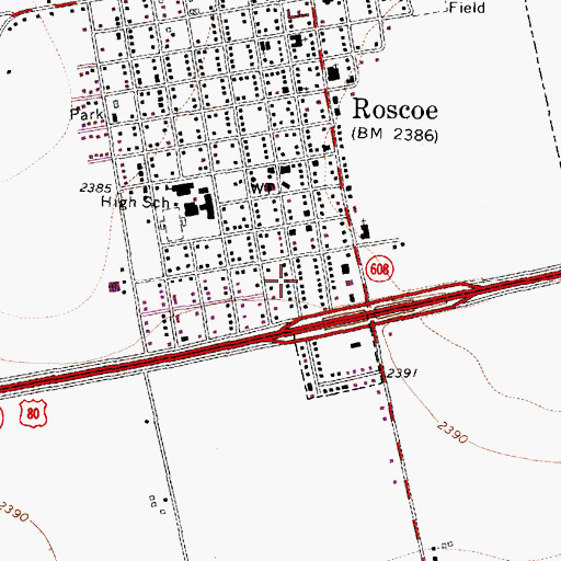 Topographic Map of Salem Lutheran Church, TX