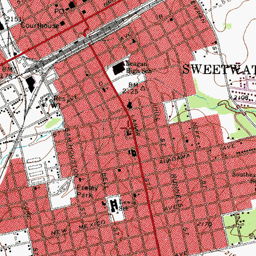 Topographic Map of Evangelical Methodist Church, TX