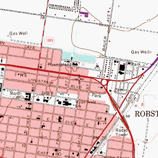 Topographic Map of First Assembly of God Church, TX