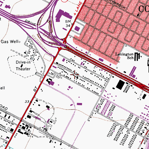 Topographic Map of Bethel Baptist Church, TX