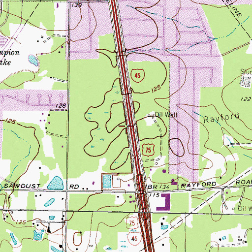 Topographic Map of Woodland Oaks Church of Christ, TX
